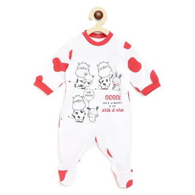 Infant Natural Printed Nappy Opening Babysuit
